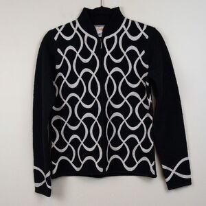 Vintage Talbot's Black 100% Wool Full Zip Embroidered Jacket Size S